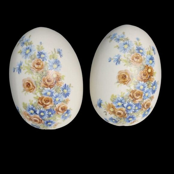 Porcelain Bisque Floral Eggs (Set of 2) - Picture 1 of 8